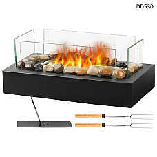 Διακοσμητικό τζάκι βιοαιθανόλης σε μαύρο χρώμα με σετ αξεσουάρ – DD530